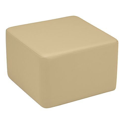 Image of Sprogs 12 inch H Structured Cube Stool -Flexible Modular Collaborative Soft Seating for Office, Home, Lounge and School Classrooms with Durable Frame & Set of 6 inch Legs Add-on -Sand