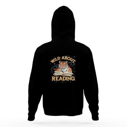 Tiger Design Wild about Reading Retro Hoodies for Teen Girls Boys Lightweight Kangaroo Pocket Sweatshirt4