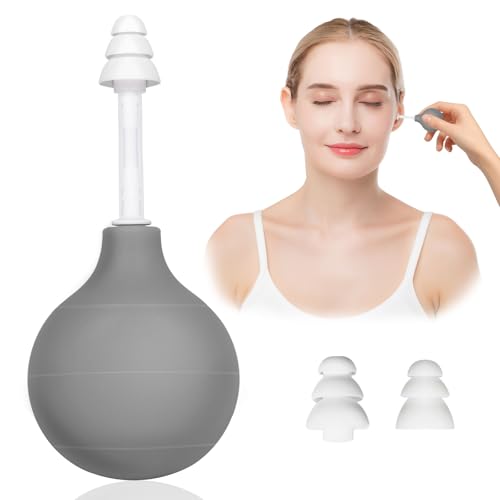Ear Pressure Relief Suction Device - Airplane Ear Pressure Relief Inner Ear Equalization Tool for Migraine and Headache Relief - Includes 3 Sizes of Ear Plugs - Portable Travel Essentials (Grey)