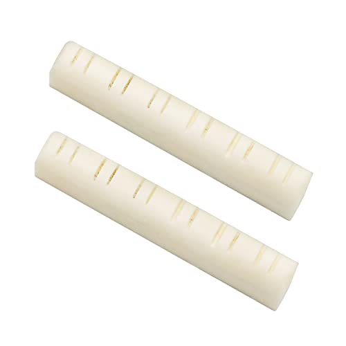 2Pcs 12 String Guitar Neck Nuts Cattle Bone Slotted Compatible For Acoustic Folk Guitar Replacement, 49X6X9.3/8.5Mm #TOP4
