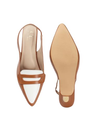 Image of Carlton London Women Stylish Backstap Sandal with Kitten Heels, Pointed Toe for Casual Wear