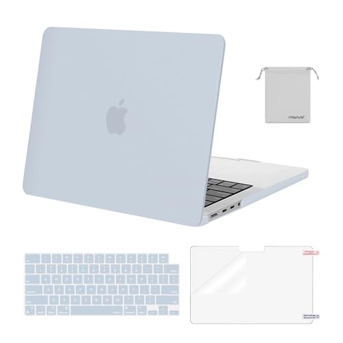 Image of MOSISO Compatible with MacBook Pro 14 inch Case 2025 2024 2023 2022 2021 M5 M4 M3 M2 M1 A3434 A3112 A3185 A3401 A2918 A2992 A2779 A2442, Hard Shell&Keyboard Cover&Screen Film&Pouch,Baby Blue