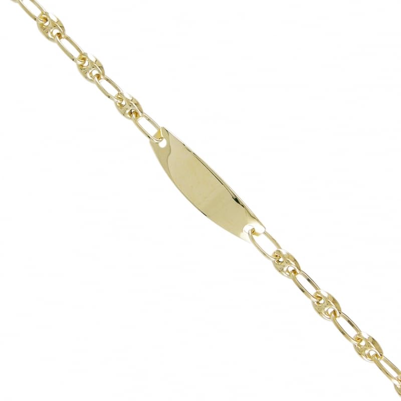 Bracelet Enfant Or Jaune - Gourmette - Maille Grain de Café - Gravure Offerte