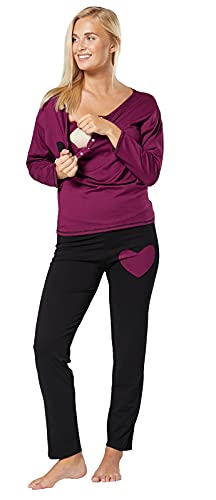 Chelsea Clark Premama Conjunto de Pijama de Lactancia 3 Piezas Ropa de Dormir (Ciruela, 2XL) Cover