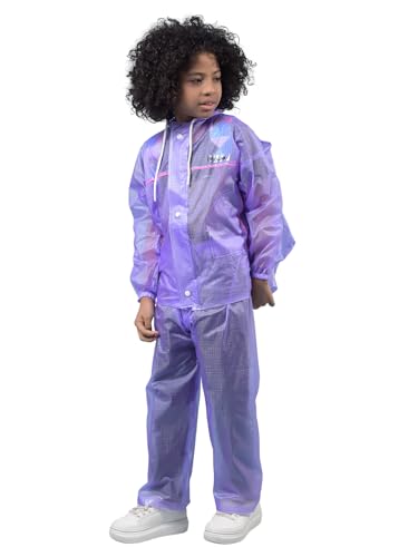 Image of Dollar Kids Waterproof PVC Raincoat Jacket & Pant Set | Zipper & Button Closure | Adjustable Hood & Pocket | Lightweight Full Body Rainwear Suit for Boys & Girls