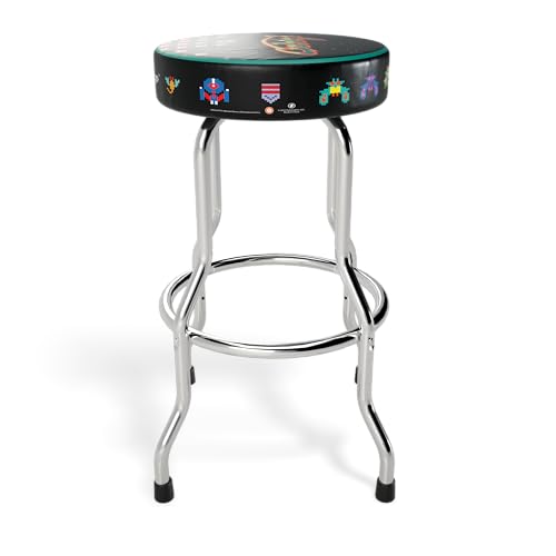 ARCADE1UP Officially Licensed Adjustable Stool with Chrome-Plated Steel Frame and High-Density Foam Padding for Supreme Gaming Comfort (Galaga)