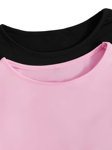 Image of Milumia Girl's 2 Piece Cut Out Crisscross Crop Tops Short Sleeve Tee Shirts | Dance Tops, Casual Top, Round Neck, Campus Outfit, Summer Top, T Shirts
