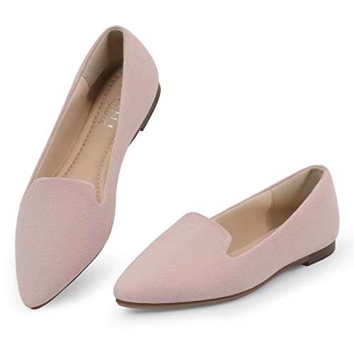 Image of MUSSHOE Black Flats for Women Pointed Toe-Comfortable Business Casual Work Shoes, Dressy Suede Slip On with Memory Foam for Office, Teacher & Standing All Day