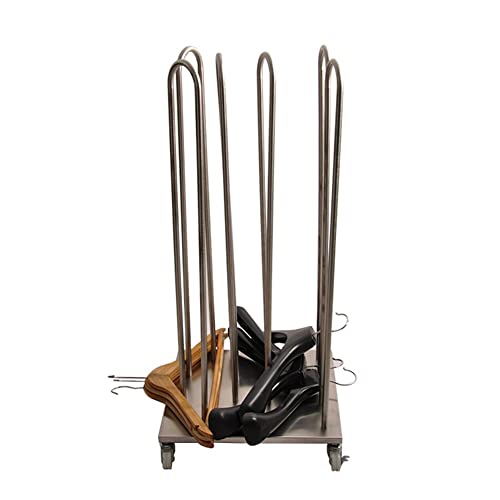 Étagère à cintres en métal argenté de 37x37x80 cm pour le rangement