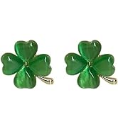 VIEN Fashion Green Four Leaf Clover Stud Earring For Women Opal Lucky Clover Earrings Alloy Stud ...