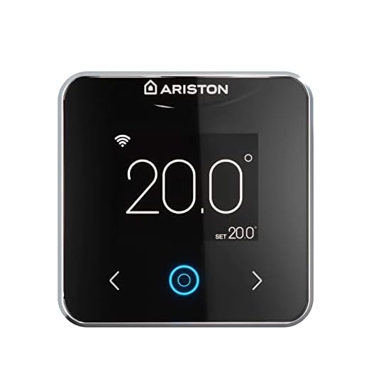 Ariston Cube S Net - Termostato Wifi Inteligente para Calefacción, Control Remoto y Voz, Digital, Fabricado para Instalación en España, 19x104x104mm, Negro