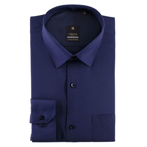 Image of 7-DAYS Men's Premium Formal Shirt - Cotton Rich, Regular Fit, Full Sleeve, with Pocket, Durable & Easy Care - Perfect for Office & Everyday Wear