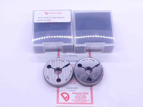 New M12 X 1.25 6g Vermont Thread Ring GAGES 12 GO NO GO P.D.'S = 11.160 & 11.028 - DW33508VTG