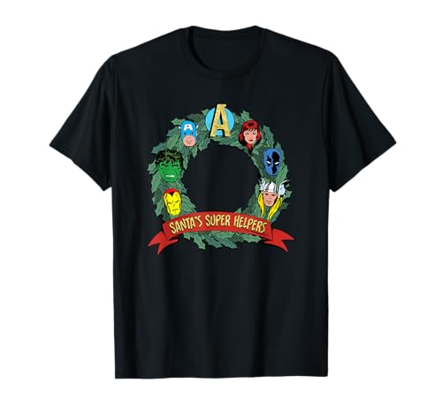 T-shirt Avengers Marvel vintage avec visages de Noël style rétro