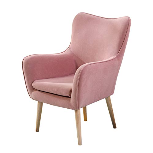 Sillón Nórdico Escandinavo con reposabrazos, butaca Comedor salón Dormitorio, Patas de Madera,Rosado