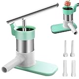 Vegoaty Wurstfüller Manuell: Edelstahl Wurstfüllmaschine Edelstahl, Kontrollhebel Wurstmaschine Küche,Wurstpresse Manuellmit 4 Größe Professionelle Wurstfüllrohre Für Hausgemachte Würstchen (Silber)