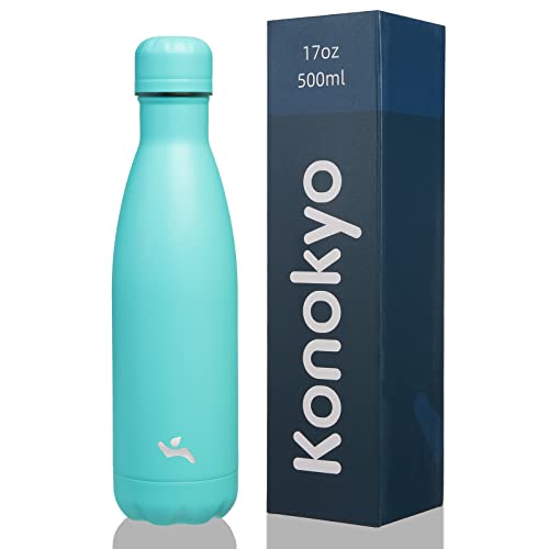Image of Konokyo Insulated Water Bottles,17 oz Double Wall Stainless Steel Vacumm Metal Flask for Sports Travel,Turquoise