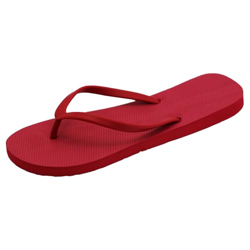 Slim Flip Flops for Women, Ladies Slippers Flat Sandals, Lightweight Basic Thongs Rubber Slides Slip-on Summer Shoes (Wine Red, Adult, Women, 6, Numeric Range, UK Footwear Size System, 7, Medium)