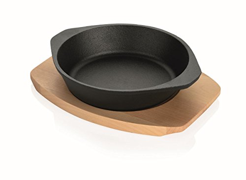 Servierpfannen Set Gusseisen - 4 Ovale Pfannen Mit Holzbrett