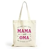 unisunsg Mama und Oma Stofftasche, Mutter Großmutter Muttertag Geschenk Geburtstag Weihnachten Geschenkideen lustige Einkaufstasche Jutebeutel