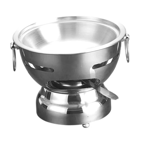 Milageto Olla Caliente Shabu para Buffet, Olla Caliente para Una Sola, Olla Portátil para Ramen, Olla Caliente con Alcohol para Fiestas de Oficina, Dor, Argent (Argent)