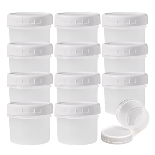 YZROHYI 12 Pièces Petit Pot Plastique avec Couvercle 160 ML,Mini Boite Congelation,Boîte à Encas Ronde,Pot Conservation Sauce,Récipient Alimentaire...