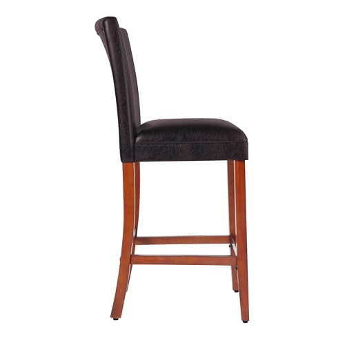 Image of HomePop Counter Stool, 29-Inch, Dark Brown Faux Leather