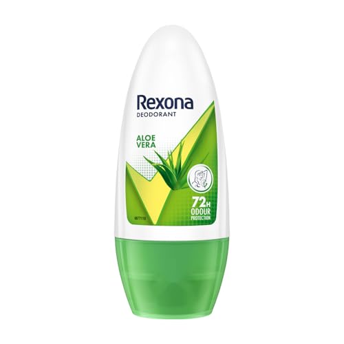 Rexona Aloe Vera Underarm Roll On Deodorant For Women, Antiperspirant, Removes Odour, Keeps Skin Fresh & Clean, Alcohol Free, Skin Friendly, 50 ml
