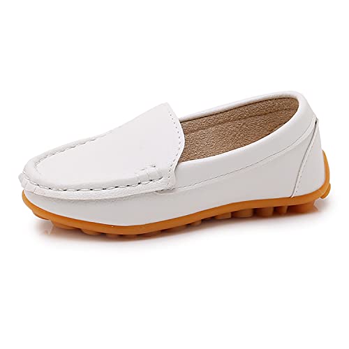 Image of SOFMUO Boys Girls Leather Loafers Slip-On Oxford Flats Boat Dress Schooling Daily Walking Shoes(Toddler /Little Kids)