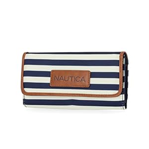 Nautica womens The Perfect Carry All Money Manager Wallet Oraganizer with RFID Blocking Wallet, Indigo/Bone/Sand, One Size US