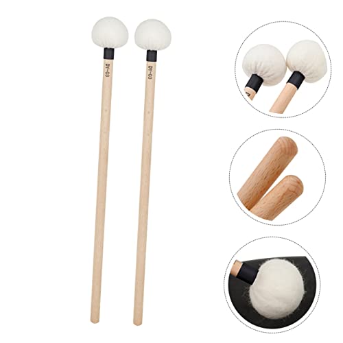 Set de 2 baquetas de fieltro con mango de madera para batería miniatura 2