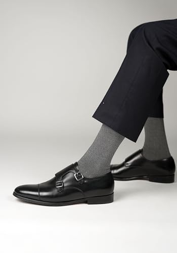 Image of Theater Black Men's Socks | Mercerised Cotton | Mid Calf Length | Anti-Bacterial | Luxury Office Wear | Soft & Breathable Comfort