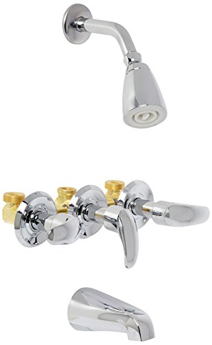 Grifería para ducha y bañera Elements of Design EB6231LL de triple manija, acabado Cromado, construcción en latón y ABS de calidad de ingeniería; cartucho duradero sin arandela miniatura 1