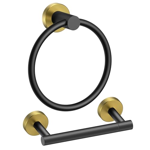 FORIOUS Wall Mount Toilet Paper Holder with Towel Ring