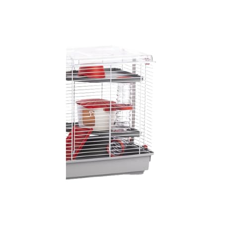 Pet's Market - Gabbia Spinky per Criceto Cavia Roditori Piccoli accessoriata con Tunnel Beverino Ruota Casetta e Scale 58x32x46 cm
