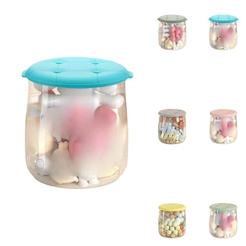 LIVIA収納スツール 座れる収納ボックス オットマン 椅子 足置き台 耐荷重 おもちゃ箱 整理収納 ピンク チェア 収納椅子 ボックス ケース 足置き オットマン スツール 収納 イス 30cm 椅子 収納ベンチ デスク下 (ブルー,27*27*32cm