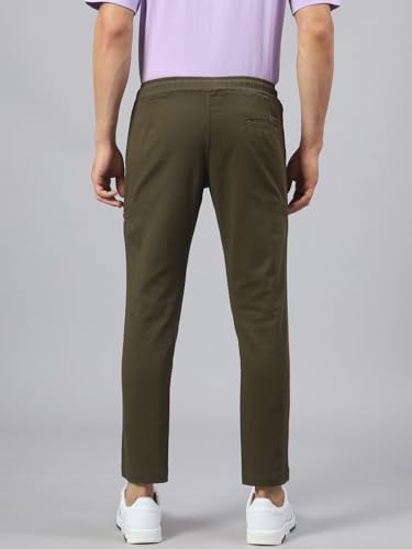 Image of Hubberholme Men's Tapered Fit Cotton Trousers, Ankle Length Elastic & Drawstring Waist Chinos