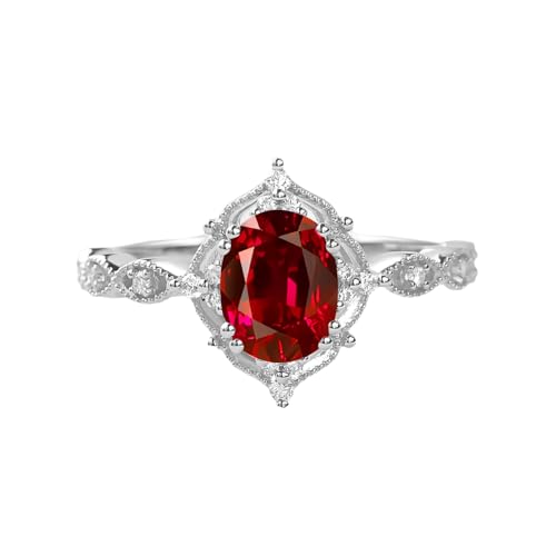 YDD 1.5ct Oval Shaped Gemstone Rings Art Deco Gemstone and Moissanite Engagement Ring 10K 14K 18K White/Yellow/Rose Gold Gemstone Engagement Ring for Women Vintage Wedding Anniversary Ring