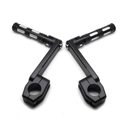 Image of MZS Motorcycle Highway Pegs, 1.25 inch CNC Highway Foot Pegs Adjustable Long Angled Mount Clamps Compatible with Road King Sportster Softail Street Electra Glide Dyna Rebel Shadow for 1 1 /4 Crash Bar