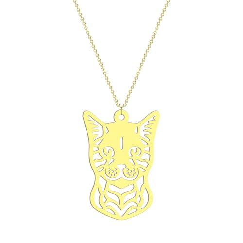 Collier avec pendentif chat pour homme femme, bijou filigrane découpé laser tendance