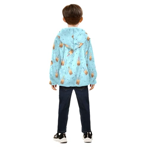 CHIFIGNO Cute Bubble Tea Drinks Boy Winter Coat Warm Winter Jackets for Toddler Boy 3T4