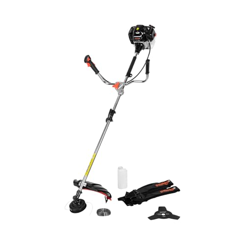 DNIPRO-M Desbrozadora de Gasolina, 42,7 CC, 2,4 kW, Hilo 400 mm, Cuchilla 3T 255 mm, Depósito 1,2 L, Manillar Tipo Bicicleta, Arnés Ergonómico y Cilindro Cromado - 43S
