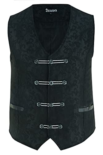 Prime Quality Men's Tailored Black Victorian Vest Waistcoat Damask Velvet Gothic Steampunk Aristocrat VTG/Black Brocade Vest2