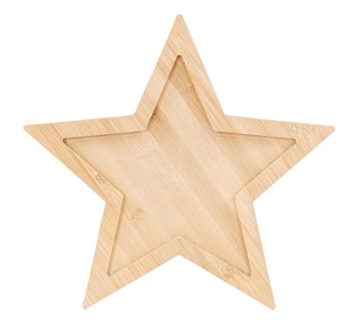 levandeo Holztablett Stern 30cm Bambus Sterntablett Tischdeko...