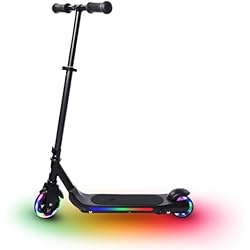 Patines Patines Eléctricos E-RIDES Patinete Eléctrico Niños,Patin Electrico Alcance de 6-8 KM Máx.8 km/h,Patinete Niño Luces LED Arcoíris,Patinetes Electricos 4 Alturas Ajustables,Regalo para Niños (Black)