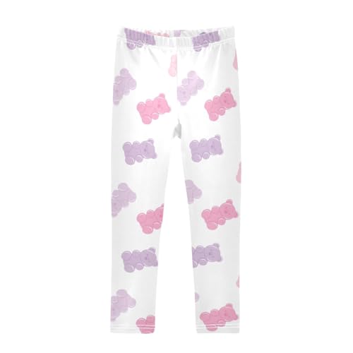 Colorful Gummy Bears Girls Leggings,Workout Leggings for Girls Toddler Athletic Leggings Size for 3-10T