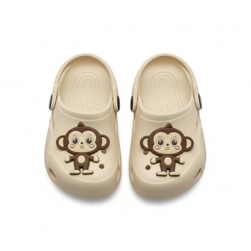 Image of GIMME ! Little Monkey, Toddler Clogs Slippers, 12 Months to 6 Years, Baby Boy, Waterproof, Lightweight, Cute Cartoon Fun Charms, Pink, Non-Slip Sole