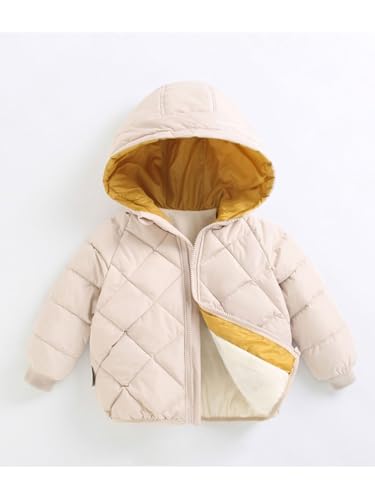 Kids Girls Boys Warm Fleece Lined Quilted Hooded Jackets Solid Zip Up Hooded Puffer Down Coat Outerwear2