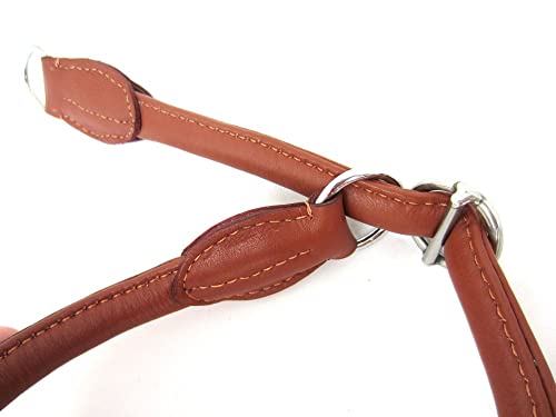 PS Pferdeartikel Leder Hundehalsband rundgenäht mit Zugstopp aus weichem Nappaleder Größe L Cognac-Hazelnut