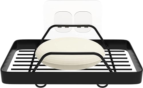 KINCMAX Adhesive Wall-Mount Soap Holder (Black)